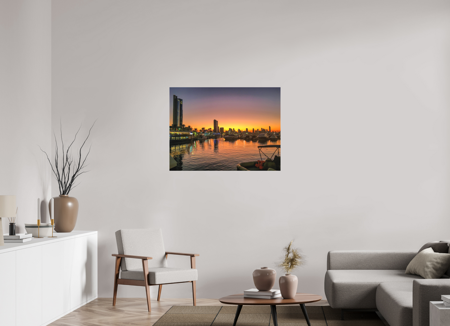 Experience the Urban Oasis: "Kuwait Bay" at Twilight - photo print