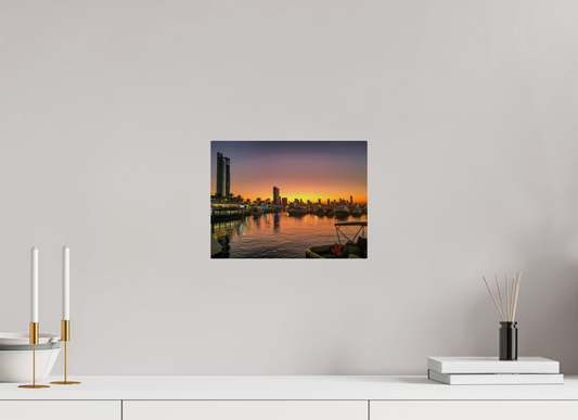 12 x 9″, ChromaLuxe HD Metal Print Experience the Urban Oasis: "Kuwait Bay" at Twilight - photo print
