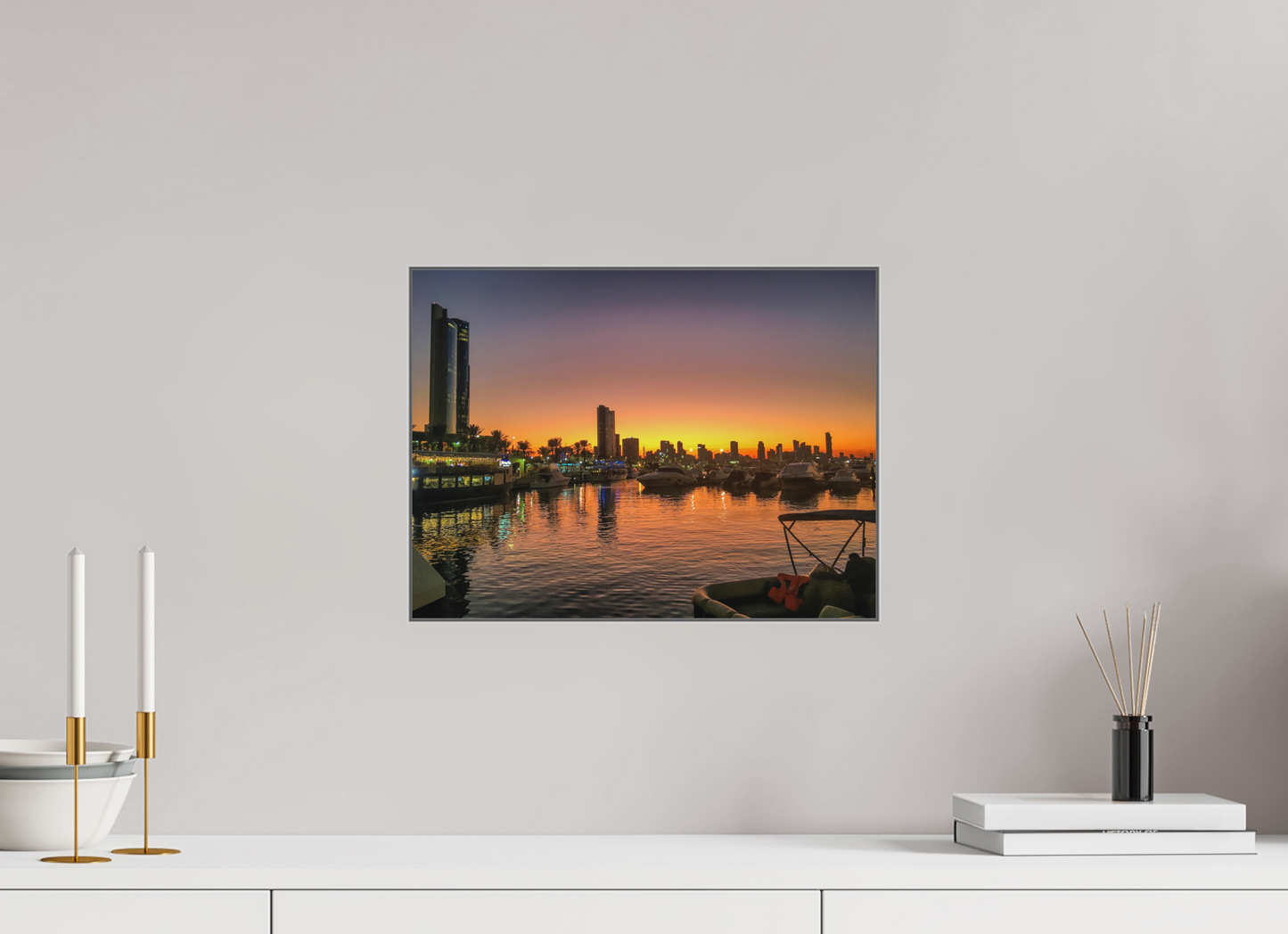 Experience the Urban Oasis: "Kuwait Bay" at Twilight - photo print