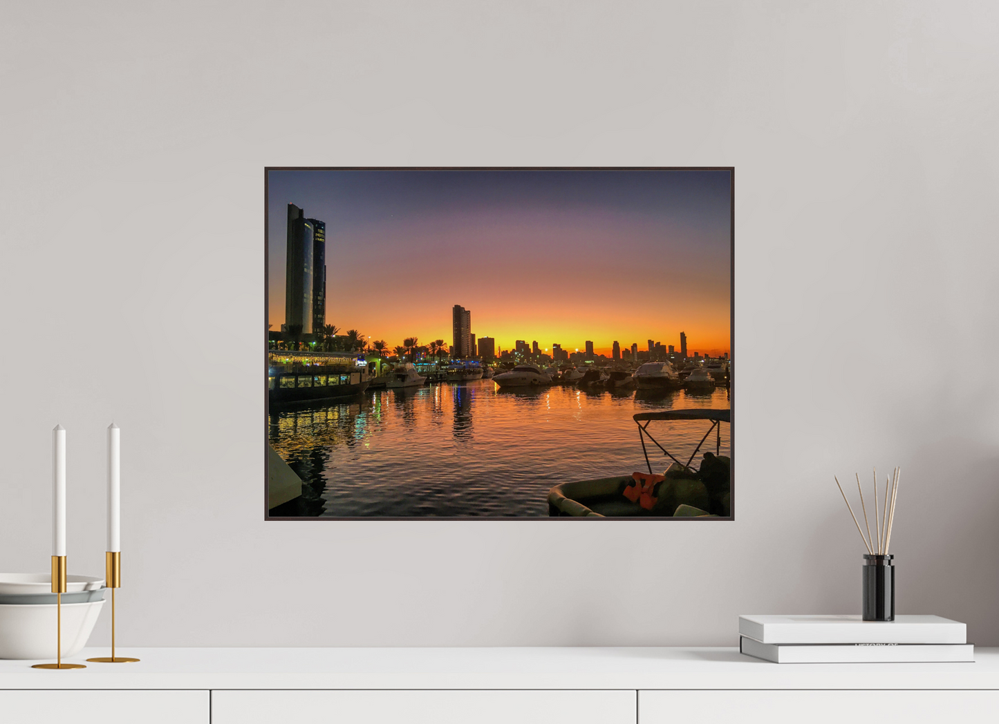 Experience the Urban Oasis: "Kuwait Bay" at Twilight - photo print