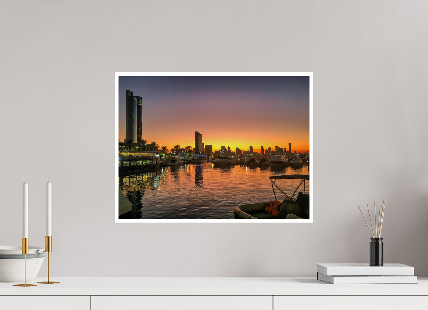 Experience the Urban Oasis: "Kuwait Bay" at Twilight - photo print