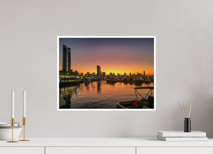 Experience the Urban Oasis: "Kuwait Bay" at Twilight - photo print