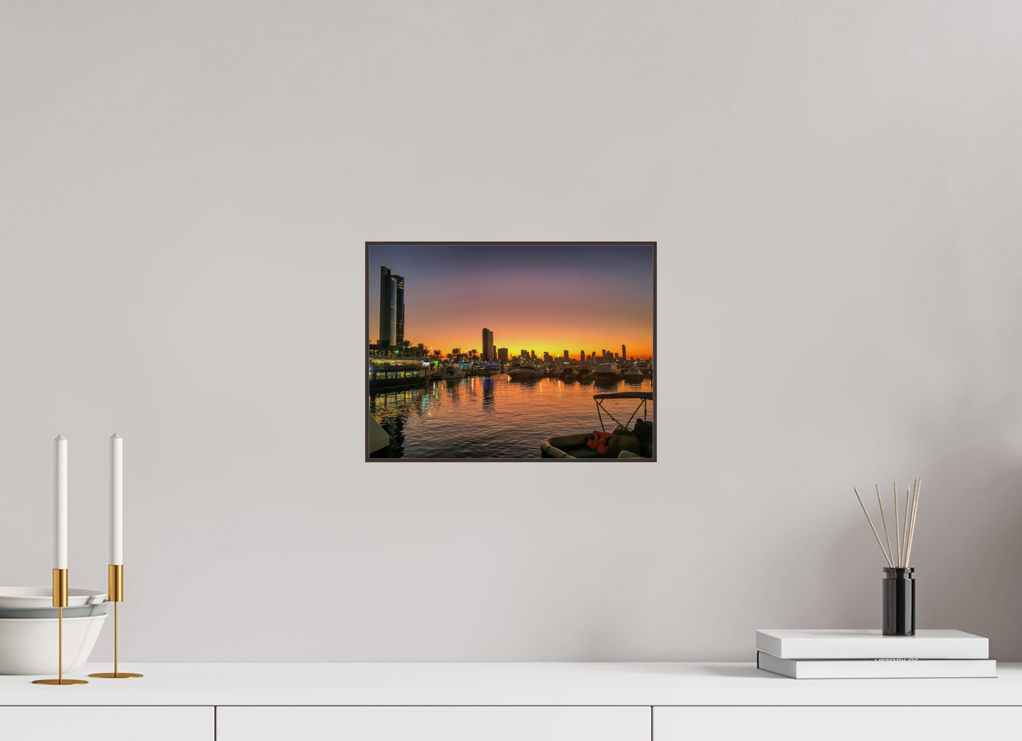 Experience the Urban Oasis: "Kuwait Bay" at Twilight - photo print