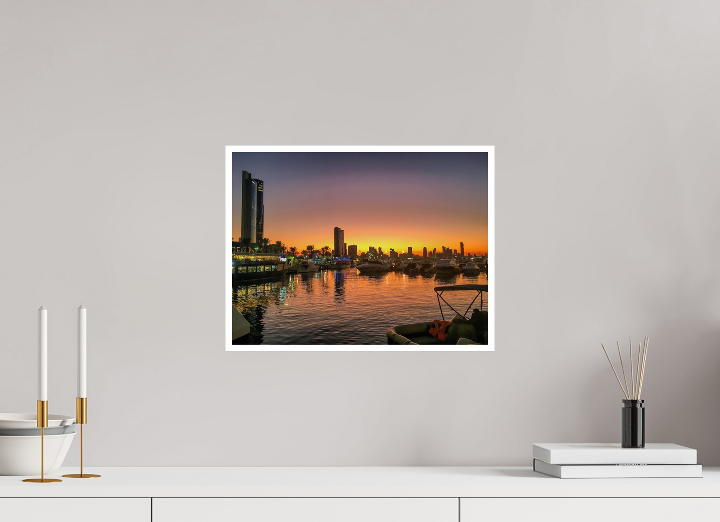 Experience the Urban Oasis: "Kuwait Bay" at Twilight - photo print