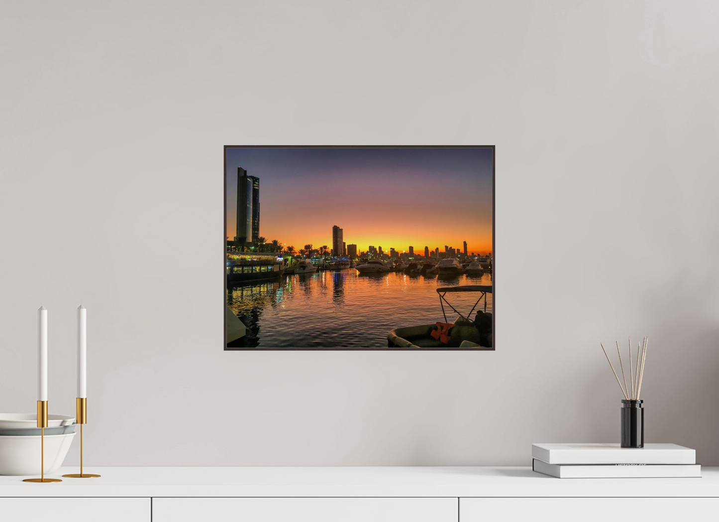 Experience the Urban Oasis: "Kuwait Bay" at Twilight - photo print